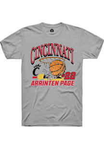 Arrinten Page Grey Cincinnati Bearcats NIL Name Number Net Short Sleeve T Shirt