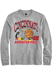 Arrinten Page Rally Mens Grey Cincinnati Bearcats NIL Name Number Net Tee