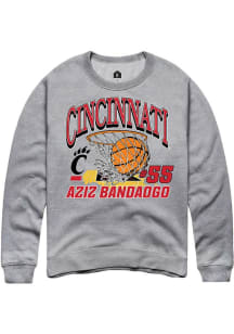 Aziz Bandaogo Rally Mens Grey Cincinnati Bearcats NIL Name Number Net Crew Sweatshirt