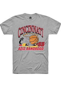 Aziz Bandaogo Grey Cincinnati Bearcats NIL Name Number Net Short Sleeve T Shirt