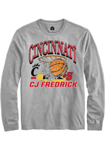 Cj Fredrick Rally Mens Grey Cincinnati Bearcats NIL Name Number Net Tee