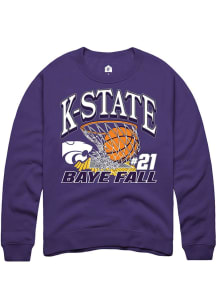 Baye Fall Rally Mens Purple K-State Wildcats NIL Name Number Net Crew Sweatshirt