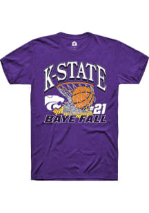 Baye Fall Purple K-State Wildcats NIL Name Number Net Short Sleeve T Shirt