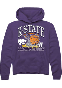 Brendan Hausen Rally Mens Purple K-State Wildcats NIL Name Number Net Hooded Sweatshirt