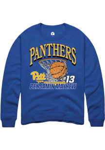 Benjamin Mayhew Rally Mens Blue Pitt Panthers NIL Name Number Net Crew Sweatshirt