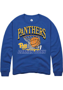 Damian Dunn Rally Mens Blue Pitt Panthers NIL Name Number Net Crew Sweatshirt