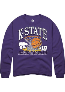 David Castillo Rally Mens Purple K-State Wildcats NIL Name Number Net Crew Sweatshirt