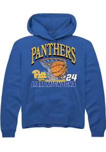 Liam Mignogna Rally Mens Blue Pitt Panthers NIL Name Number Net Hooded Sweatshirt