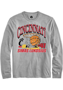 Simas Lukosius Rally Mens Grey Cincinnati Bearcats NIL Name Number Net Tee