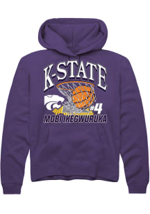 Mobi Ikegwuruka Rally Mens Purple K-State Wildcats NIL Name Number Net Hooded Sweatshirt