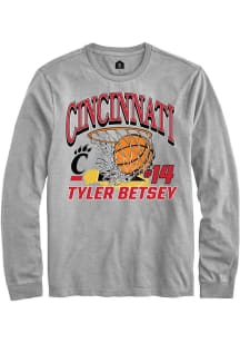 Tyler Betsey Rally Mens Grey Cincinnati Bearcats NIL Name Number Net Tee