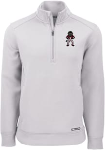 Cutter and Buck Indiana Hoosiers Mens Ash Roam Long Sleeve Qtr Zip Pullover
