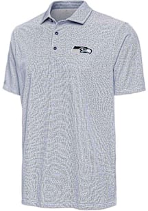 Antigua Seattle Seahawks Mens Navy Blue Pave Short Sleeve Polo