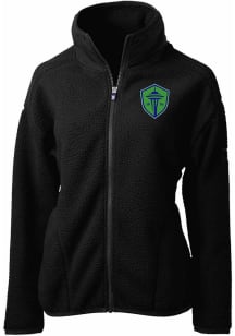 Cutter and Buck Seattle Sounders FC Womens Black Cascade Sherpa Light Weight Jacket