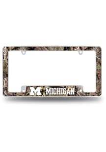 Michigan Wolverines Camo Mossy Oak All Over Chrome License Plate Frame - White