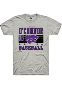 Keegan O'Connor Rally Mens Ash K-State Wildcats NIL Striped Player T Shirt