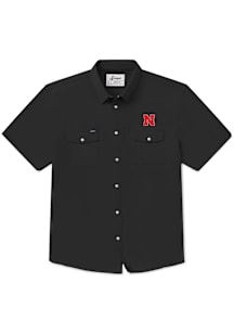 Snaps Nebraska Cornhuskers Mens Black Tailgater Short Sleeve Dress Shirt