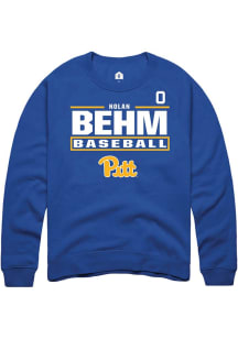 Nolan Behm Rally Mens Blue Pitt Panthers NIL Stacked Box Player Crew