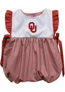 Vive La Fete Oklahoma Sooners Baby Girls Crimson Gingham Bubble Short Sleeve Dress