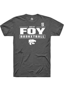 Aniya’ Foy Rally Mens Dark Grey K-State Wildcats NIL Stacked Box Player T Shirt