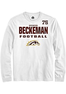 Spencer Beckeman Western Michigan Broncos White Football NIL Stacked Box Long Sleeve Player T Shir..