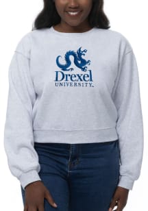 Womens Grey Drexel Dragons Cropped Sport Fleece Crew Sweatshirt