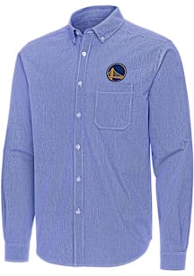 Antigua Golden State Warriors Mens Navy Blue Porter Long Sleeve Dress Shirt