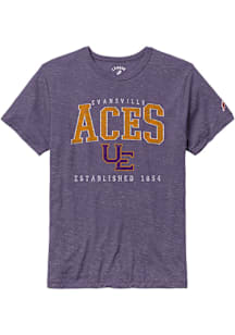 Evansville Purple Aces Purple Victory Falls Puff Arch Mascot Short Sleeve Fashion T Shirt