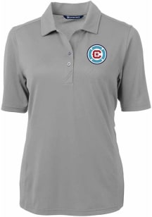 Cutter and Buck Chicago Fire Womens Grey Virtue Eco Pique Short Sleeve Polo Shirt