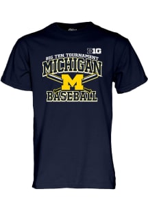 Michigan Wolverines Big Ten Baseball Short Sleeve T Shirt - Navy Blue