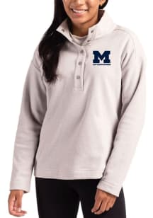Womens Michigan Wolverines Ash Cutter and Buck Letterwinners M Club Hunts Point Qtr Zip