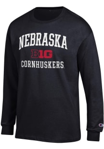Mens Nebraska Cornhuskers Black Champion Big Ten Jersey Tee