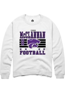 Simon McClannan Rally Mens White K-State Wildcats NIL Striped Player Crew