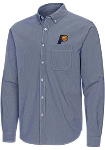 Antigua Indiana Pacers Mens Navy Blue Porter Long Sleeve Dress Shirt