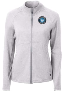 Cutter and Buck Charlotte FC Womens Grey Adapt Eco Knit Light Weight Jacket