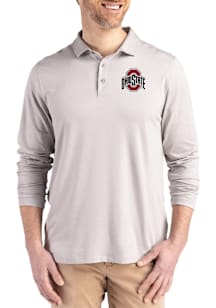 Cutter and Buck Ohio State Buckeyes Mens Grey Coastline Long Sleeve Polo Shirt