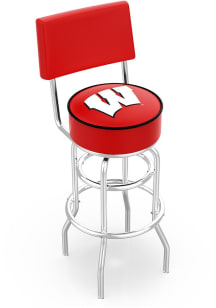 Black Wisconsin Badgers Double-Ring Swivel with Back Pub Stool