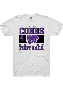 Daniel Cobbs Rally Mens White K-State Wildcats NIL Striped Player T Shirt
