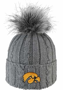 LogoFit Iowa Hawkeyes Dark Grey Alps W Pom Knit Womens Knit Hat