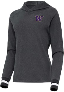 Womens Washington Huskies Grey Antigua Trek Hooded Sweatshirt