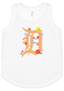 Detroit Tigers Girls White Floral Short Sleeve Tank Top