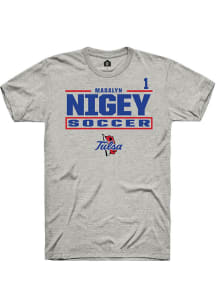 Madalyn Nigey Rally Mens Ash Tulsa Golden Hurricane NIL Stacked Box Player T Shirt