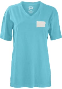 Pressbox Pennsylvania Womens Blue Pennsylvania Patriotic State V-Neck Short Sleeve T-Shirt