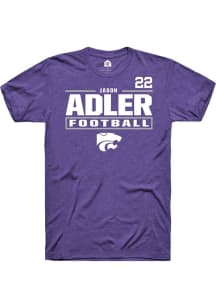 Jason Adler Rally Mens Purple K-State Wildcats NIL Stacked Box Player T Shirt