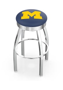 Michigan Wolverines 3 Ring Chrome Seat Pub Stool