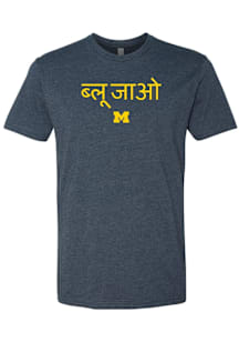 Michigan Wolverines Navy Blue Hindi Go Blue Short Sleeve T Shirt
