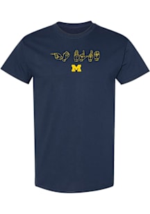 Michigan Wolverines Navy Blue ASL Go Blue Short Sleeve T Shirt