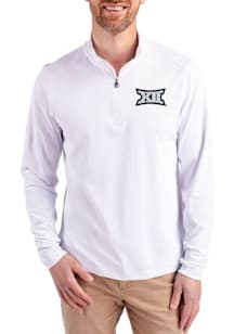 Cutter and Buck Big 12 Mens White Virtue Eco Pique Long Sleeve Qtr Zip Pullover