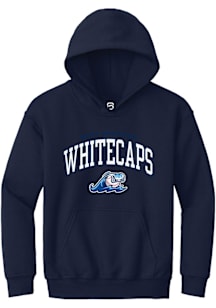 Summit Sportswear West Michigan Whitecaps Youth Navy Blue Arch Mascot Long Sleeve Hoodie