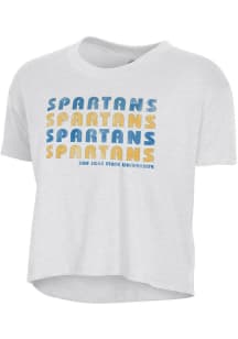 Alternative Apparel San Jose State Spartans Womens White Headliner Crop Short Sleeve T-Shirt